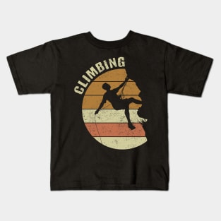 Retro Vintage Climbing Mountain Climber Kids T-Shirt